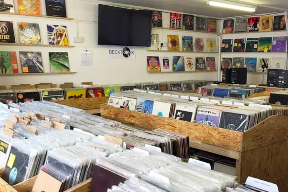 Vinyl records inside Decktronix, Rochester
